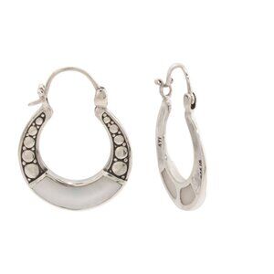 ANNIKA WITT Silver Made In Bali Sterling Silver Mother Pearl Dot Hoop Earrings